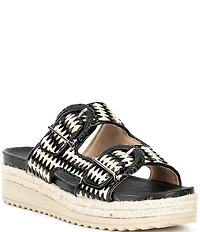 Brioso Fenney Woven Double Buckle Banded Platform Slide Sandals