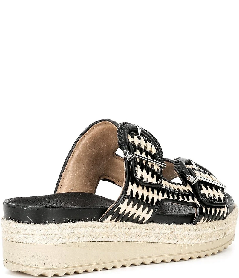 Brioso Fenney Woven Double Buckle Banded Platform Slide Sandals