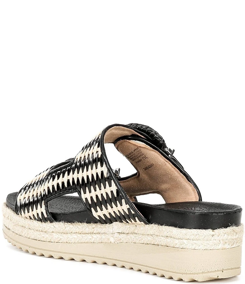 Brioso Fenney Woven Double Buckle Banded Platform Slide Sandals