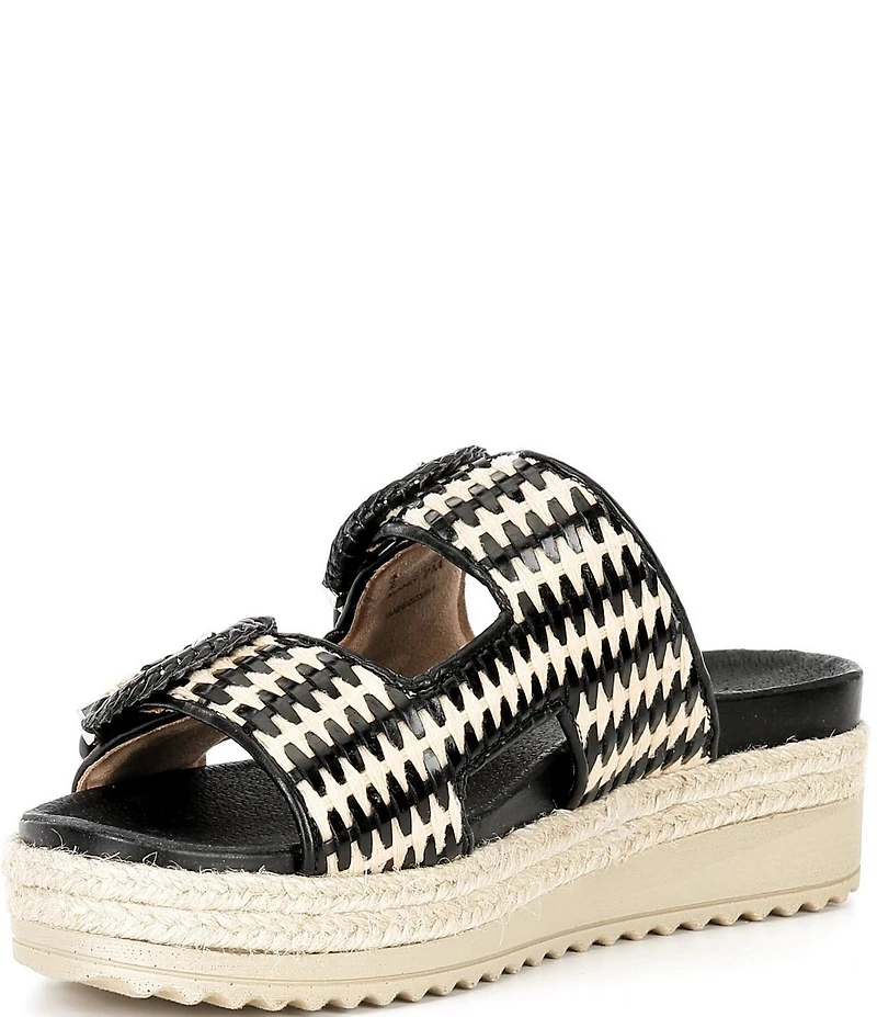 Brioso Fenney Woven Double Buckle Banded Platform Slide Sandals