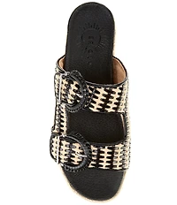 Brioso Fenney Woven Double Buckle Banded Platform Slide Sandals