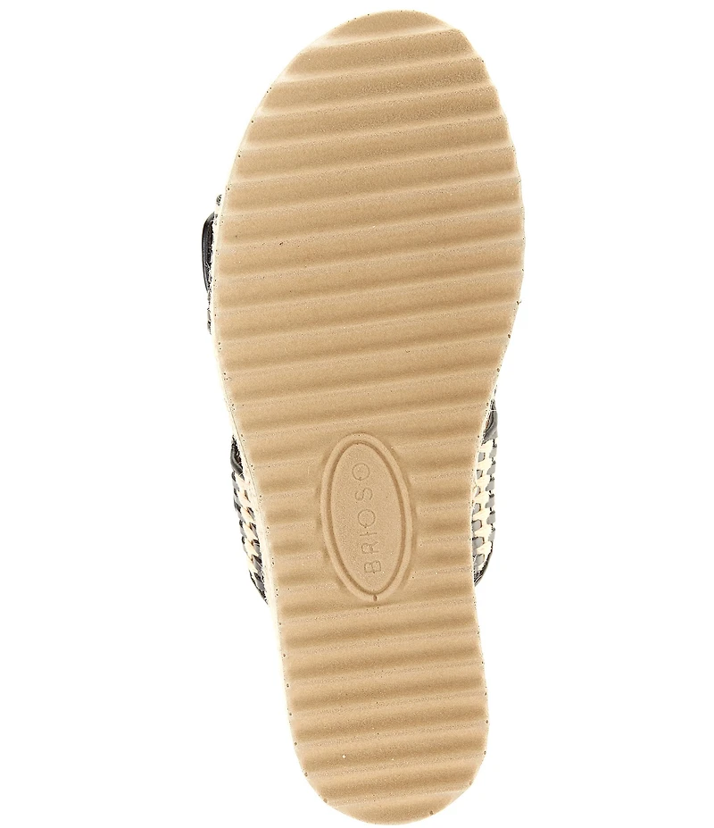 Brioso Fenney Woven Double Buckle Banded Platform Slide Sandals