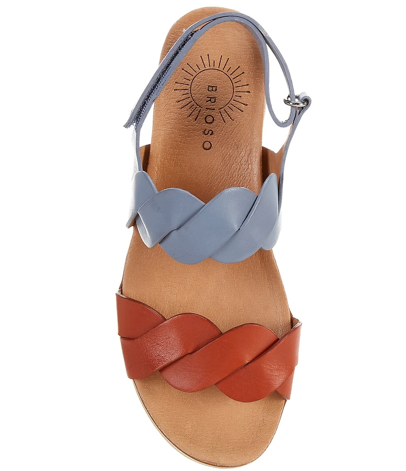 Brioso Francine Braided Leather Wedge Sandals
