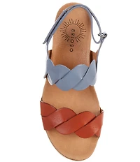Brioso Francine Braided Leather Wedge Sandals