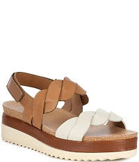 Brioso Francine Braided Leather Wedge Sandals