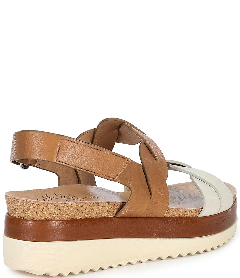 Brioso Francine Braided Leather Wedge Sandals
