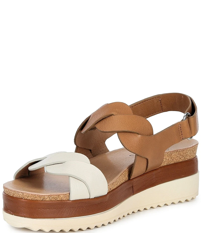 Brioso Francine Braided Leather Wedge Sandals