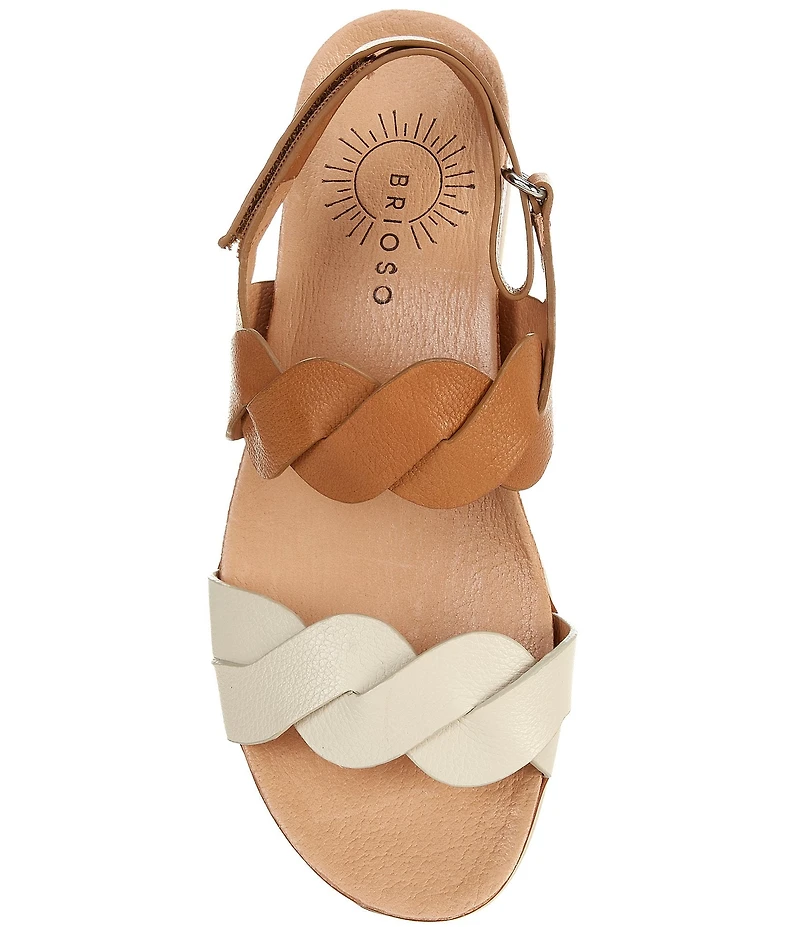 Brioso Francine Braided Leather Wedge Sandals