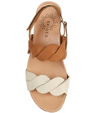 Brioso Francine Braided Leather Wedge Sandals