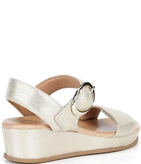 Brioso Huntley Five Metallic Leather Strap Wedge Sandals