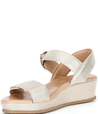 Brioso Huntley Five Metallic Leather Strap Wedge Sandals
