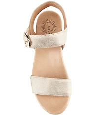 Brioso Huntley Five Metallic Leather Strap Wedge Sandals