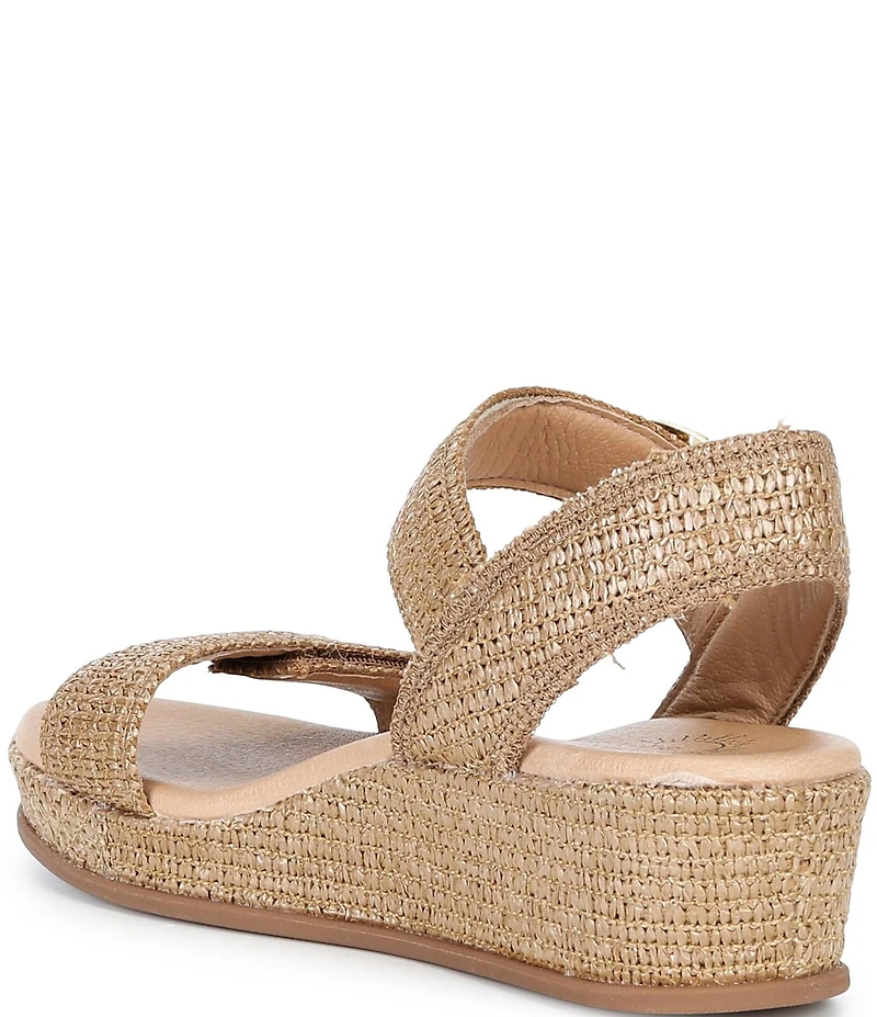 Brioso Huntley Five Soft Raffia Strap Wedge Sandals