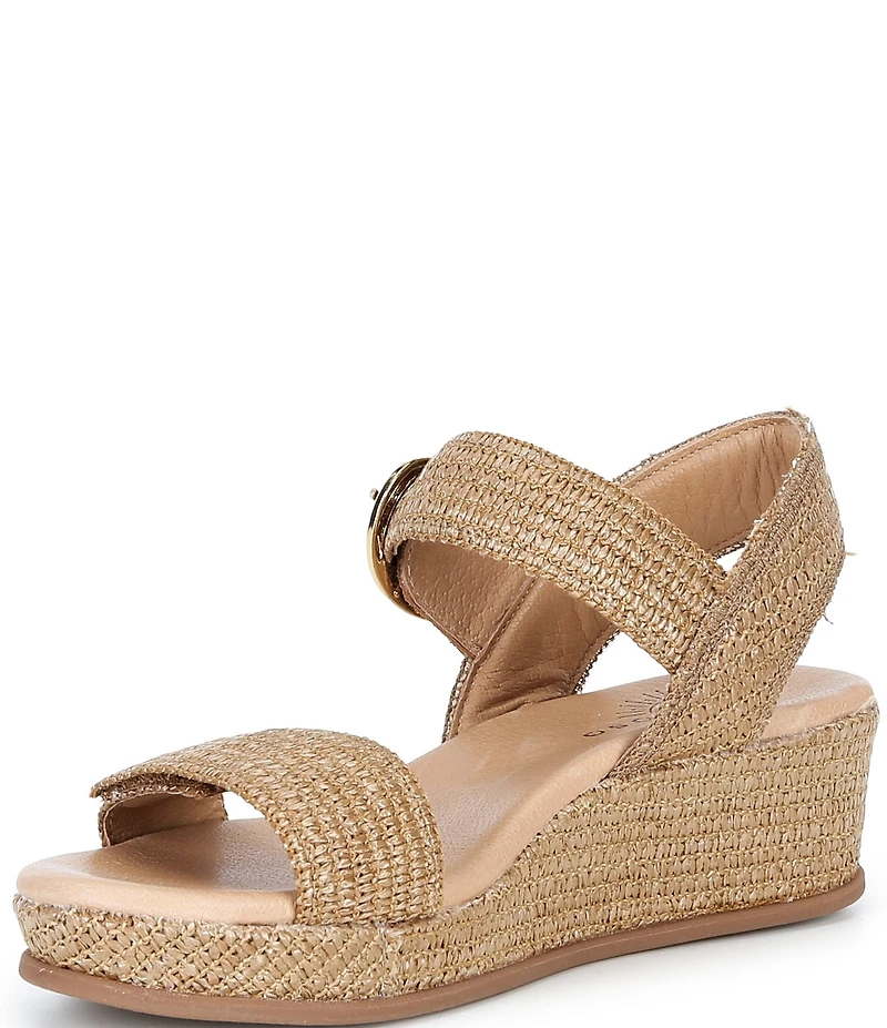Brioso Huntley Five Soft Raffia Strap Wedge Sandals