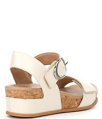 Brioso Huntley Leather Strap Cork Wedge Sandals