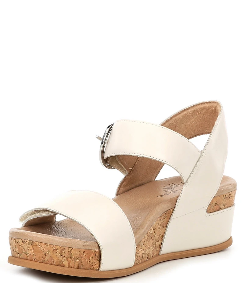 Brioso Huntley Leather Strap Cork Wedge Sandals