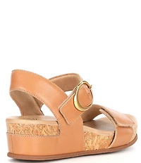 Brioso Huntley Leather Strap Cork Wedge Sandals