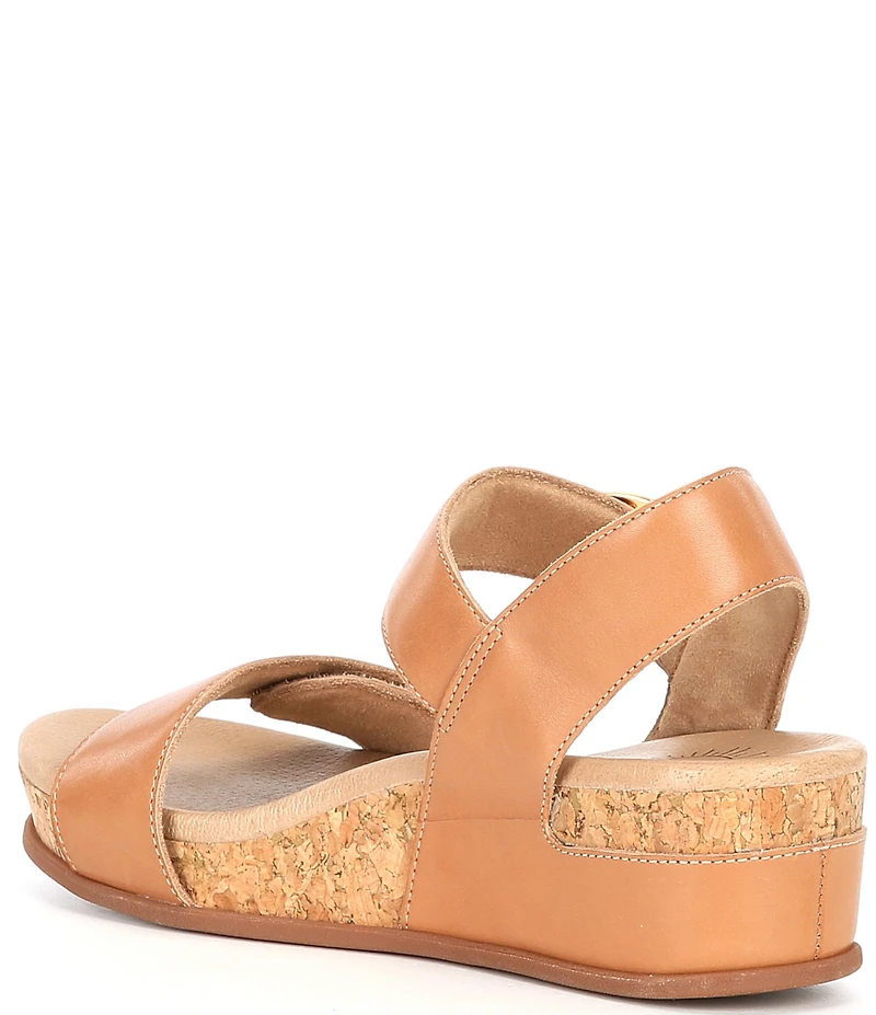 Brioso Huntley Leather Strap Cork Wedge Sandals