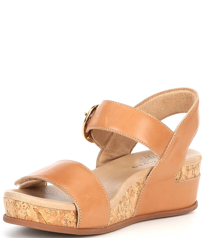 Brioso Huntley Leather Strap Cork Wedge Sandals