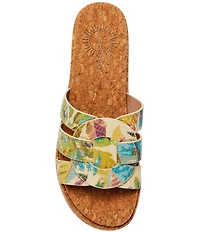Brioso Meadow Leather Triple Banded Mules