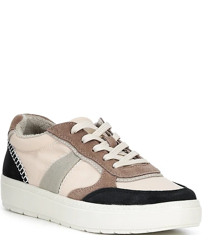 Brioso Rollins Color Block Fabric and Suede Lace up Sneakers