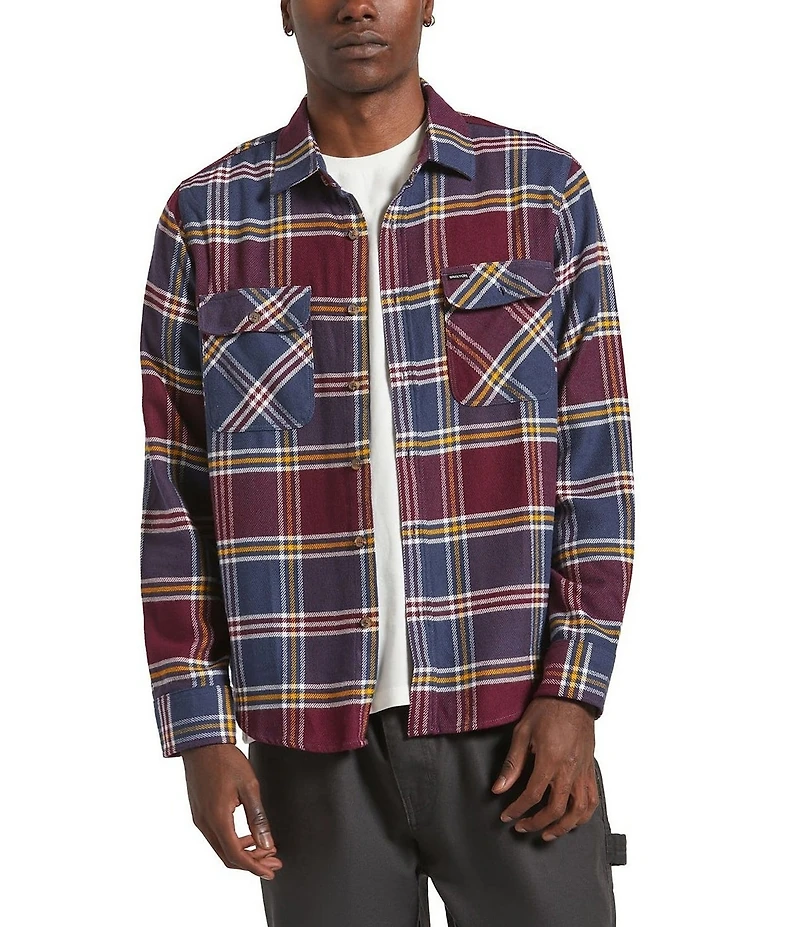 Brixton Bowery Plaid Long Sleeve Yarn Dyed Flannel Shirt