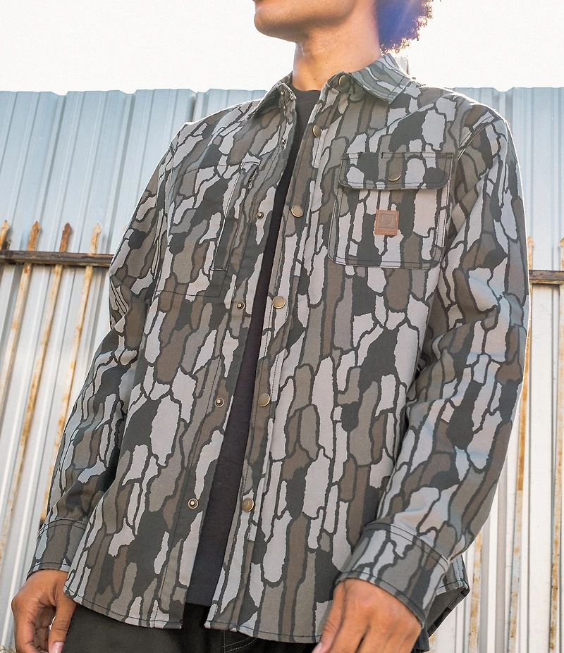 Brixton Builders Camouflage Printed Long Sleeve Canvas Overshirt