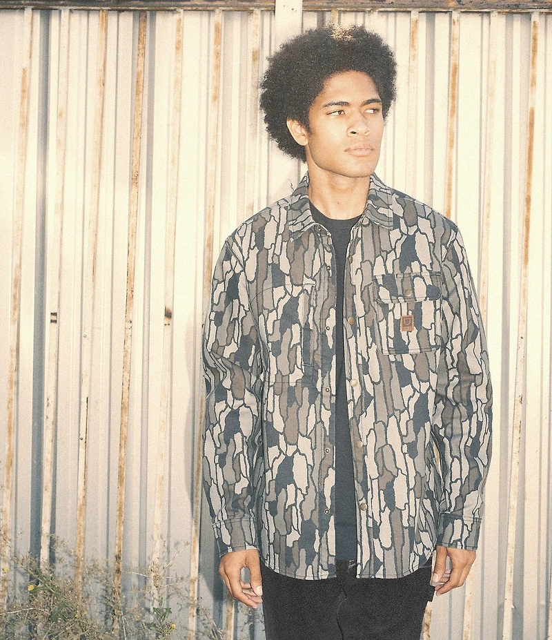 Brixton Builders Camouflage Printed Long Sleeve Canvas Overshirt