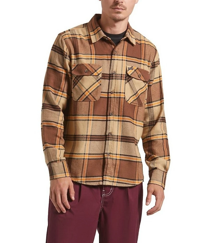 Brixton Plaid Long Sleeve Yarn Dyed Flannel Shirt