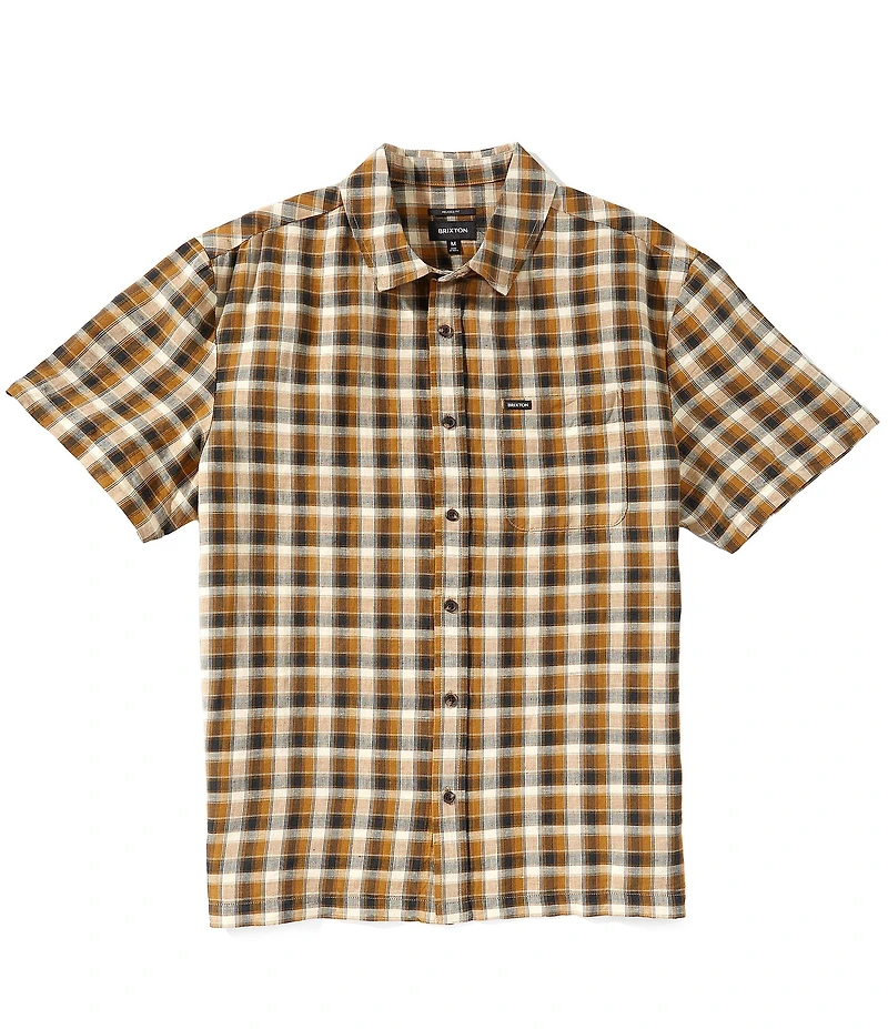 Brixton Plaid Short Sleeve Linen Blend Shirt