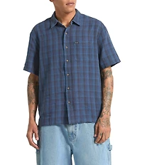 Brixton Plaid Short Sleeve Linen Blend Shirt