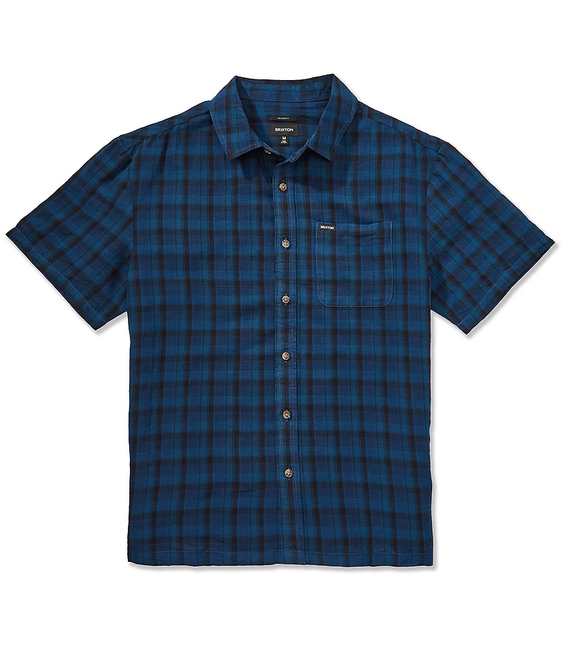 Brixton Plaid Short Sleeve Linen Blend Shirt