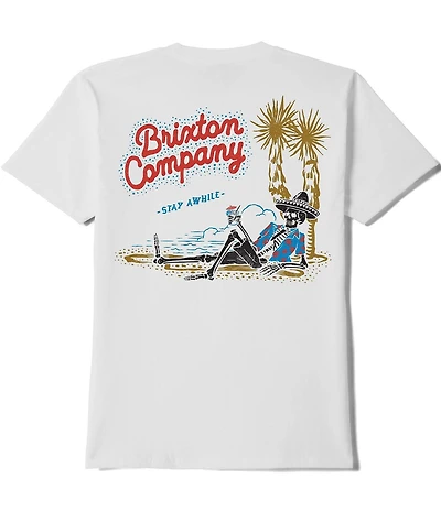 Brixton Stay Awhile Tropical Skeleton Character Graphic Short Sleeve T-Shirt