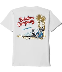Brixton Stay Awhile Tropical Skeleton Character Graphic Short Sleeve T-Shirt