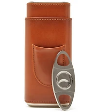 Brouk & Co Ashton 3-Cigar Leather Case with Cutter
