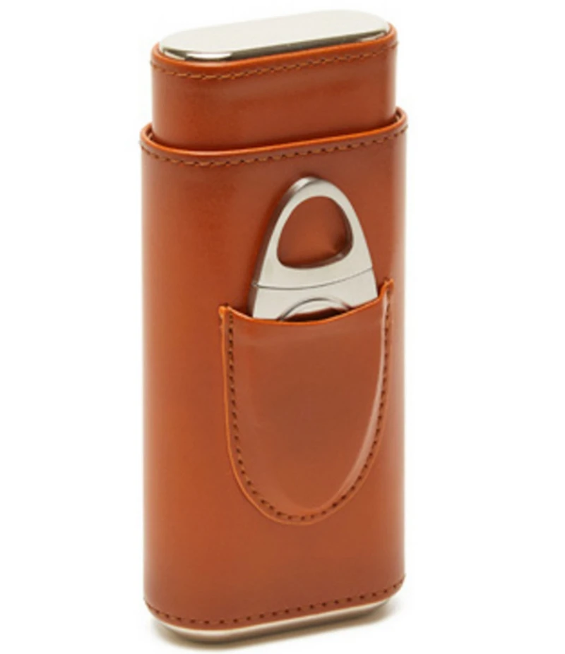 Brouk & Co Ashton 3-Cigar Leather Case with Cutter