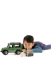 Bruder Land Rover Defender Station Wagon With Forester And Dog