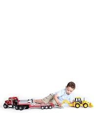 Bruder Toy Mack Truck Granite Flatbed Truck With JCB Loader Backhoe