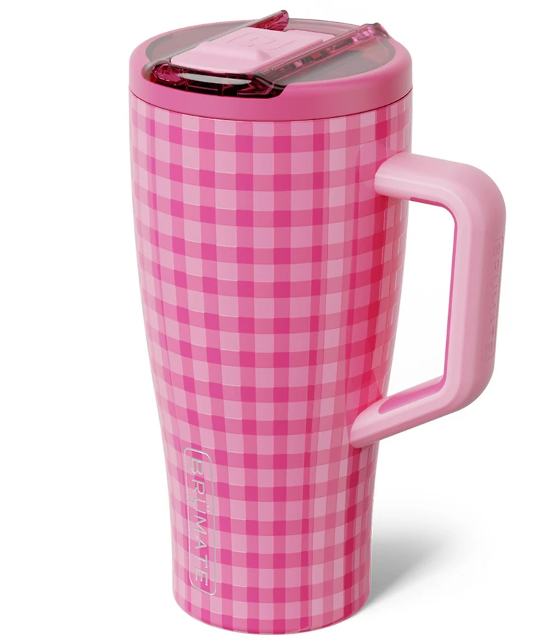 Brumate Pink Gingham Era Flip Straw Insulated Tumbler, 30 oz.