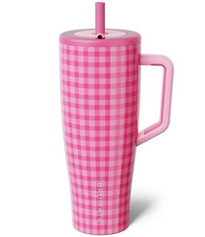 Brumate Pink Gingham Era Straw Insulated Tumbler, 40 oz.