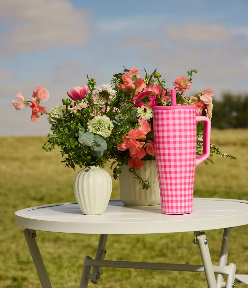Brumate Pink Gingham Era Straw Insulated Tumbler, 40 oz.