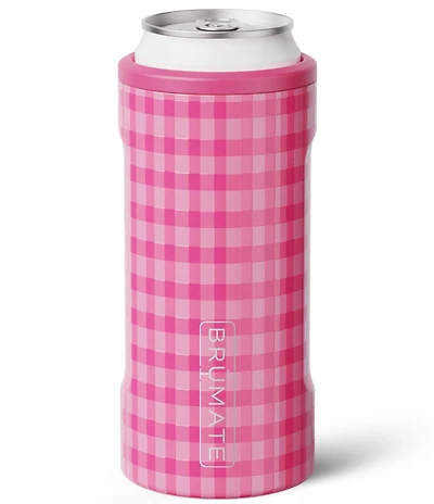 Brumate Pink Gingham Hopsulator Slim 12oz Can Holder