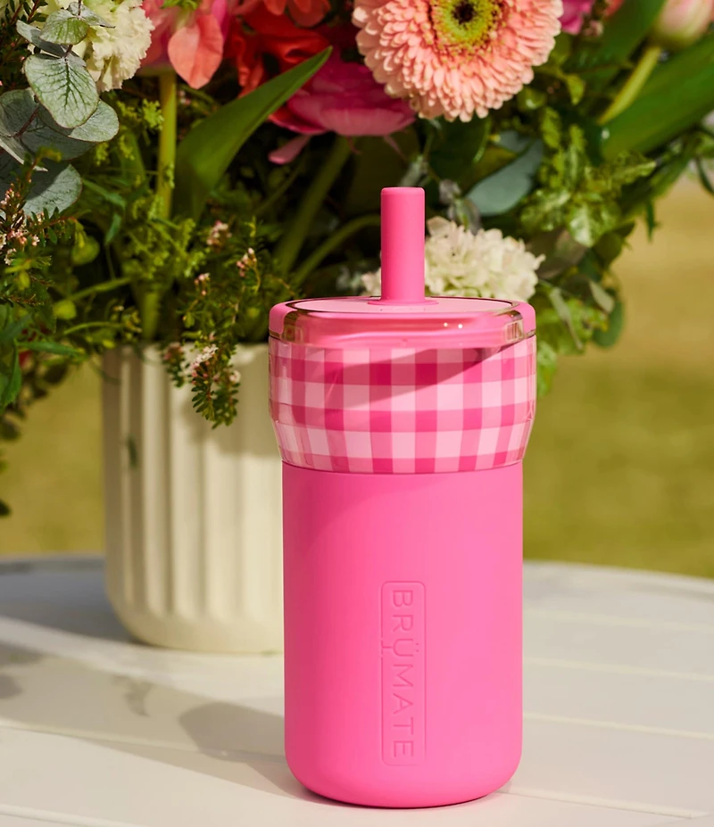 Brumate Pink Gingham Leap Kids Straw Tumbler, 12-oz