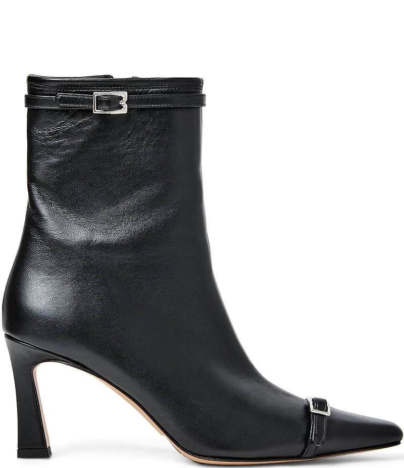 Bruno Magli Addison Leather Buckle Hardware Snip Toe Booties