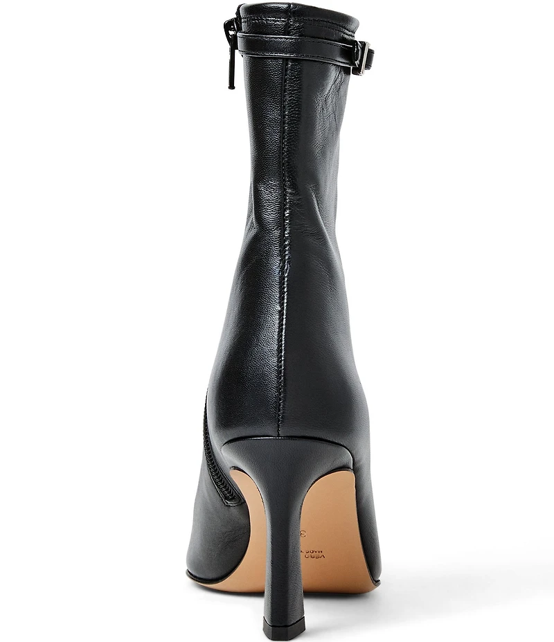 Bruno Magli Addison Leather Buckle Hardware Snip Toe Booties