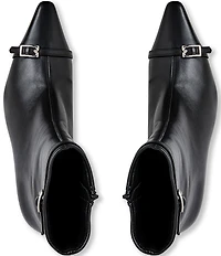 Bruno Magli Addison Leather Buckle Hardware Snip Toe Booties