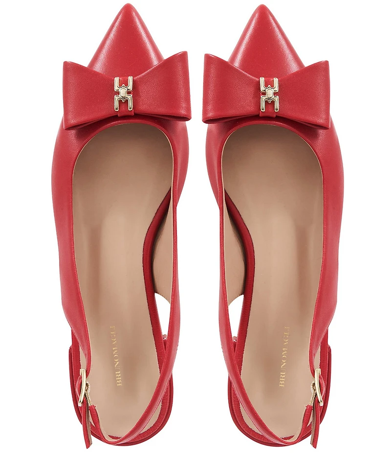 Bruno Magli Bella Leather Slingback Bow Detail Flats