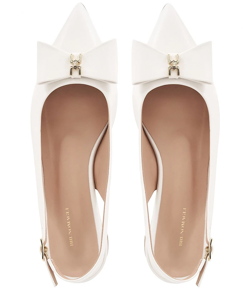 Bruno Magli Bella Leather Slingback Bow Detail Flats