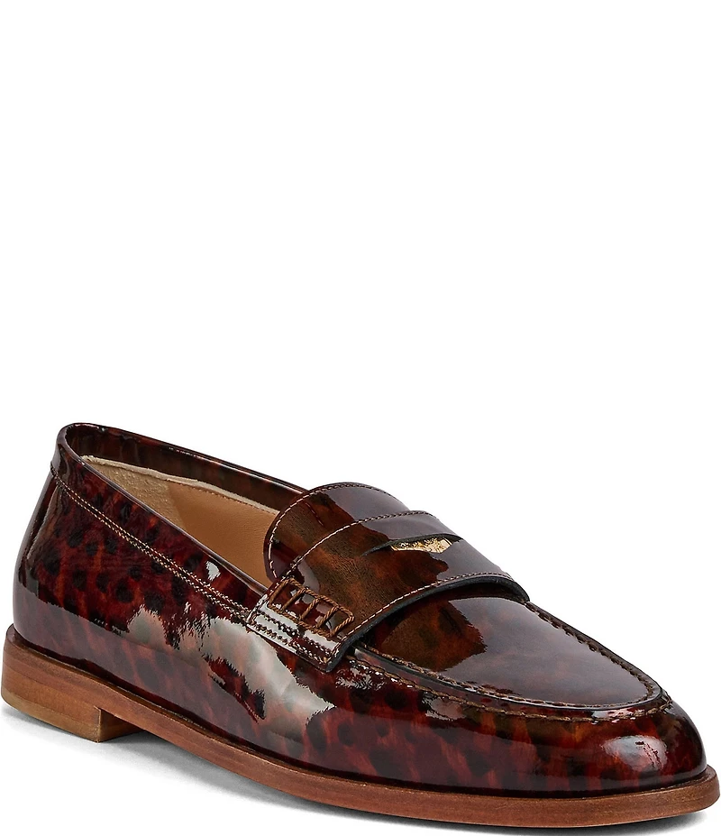 Bruno Magli Lola Tortoise Print Patent Leather Penny Loafers