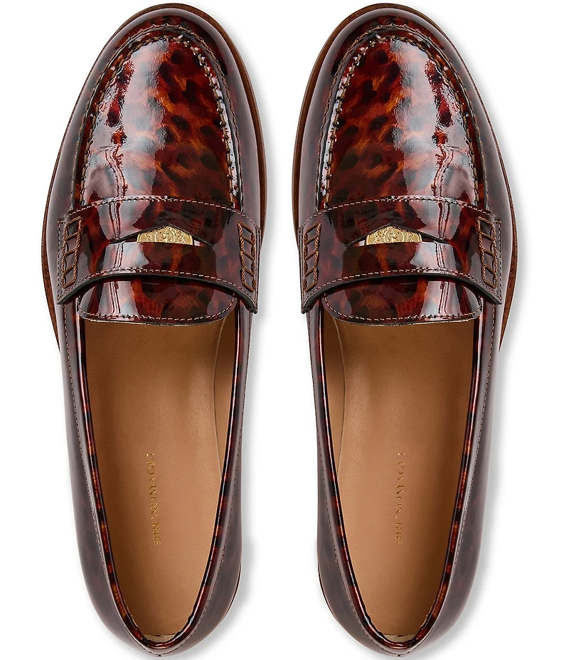 Bruno Magli Lola Tortoise Print Patent Leather Penny Loafers